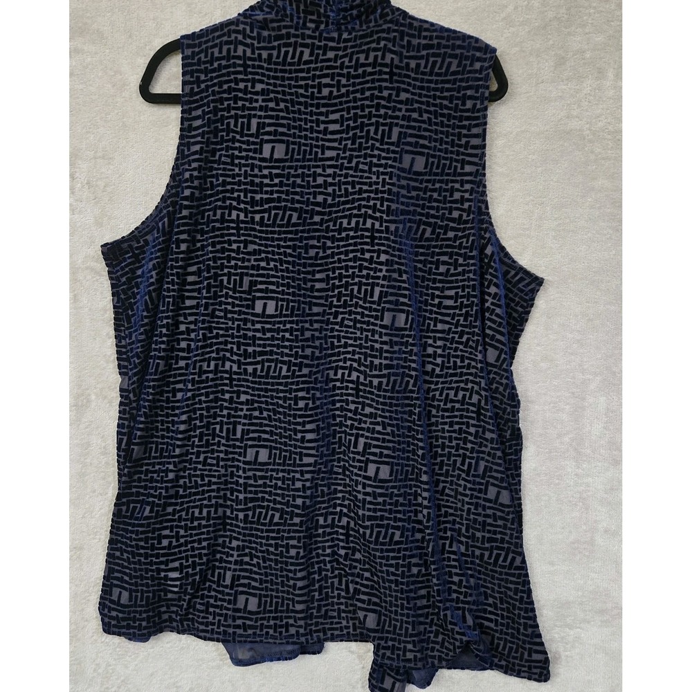 Susan‎ Graver Velvet Burnout Vest Womens 1X Blue Paisley Open Cardigan Capsule - Picture 3 of 8